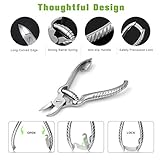 BEZOX Heavy Duty Podiatrist Toenail Clippers for Thick and Ingrown Nails, Stainless Steel Toe Nail Clipper, Pordiatry Ingrwon Toenail Tools - Silver