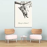 Generic hang in there cat poster Kitten Sketch Canvas Print – Monochrome Artistic Decor for Inspiration 12x18inch-Unframed