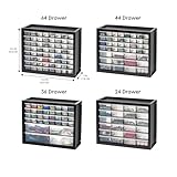 IRIS USA Screw Organizer, Hardware Storage Organizer, 44 Drawer Parts Cabinet, Plastic Drawer Storage for Hardware Crafts, Small Parts, Nuts and Bolts, Tool Storage, Scrapbook Art Hobby - Black