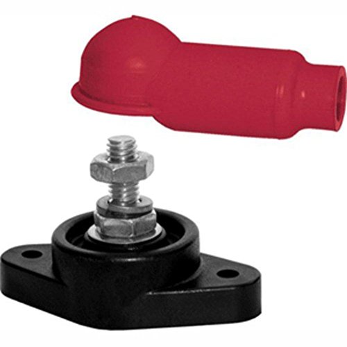 WorldBrand 2001 1/4 Stud Power Post High Amperage Cable Connector, Red, 10 AWG, Screw Connector, Nylon Terminal