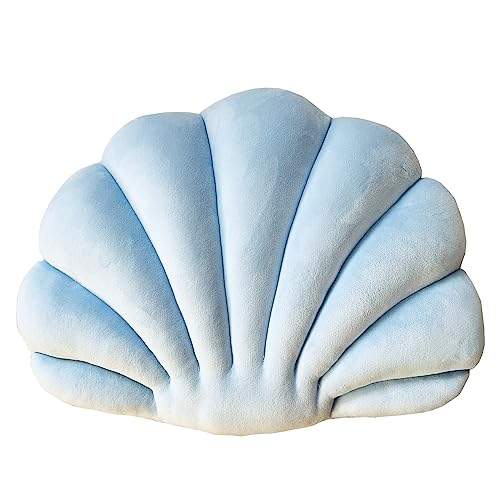 YRXRUS Shell Throw Pillows, Light Blue Shell Shaped Pillow, Small Cute Seashell Decorative Pillow Ocean Series Cushion for Bedroom Living Kids Room Gifts Pillow 11 X 8 Inch