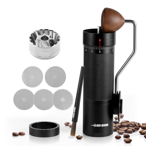 MHW-3BOMBER R3 Manual Coffee Grinder with CNC Stainless Steel Conical Burr and 5 Screen for French Press, Drip, Espresso, External Adjustable, Hand Coffee Bean Grinder with Magnetic Bin, G5847B