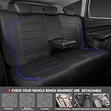 CAR PASS Universal FIT Piping Leather Car Seat Cover, for suvs,Van,Trucks,Airbag Compatible,Inside Zipper Design and Reserved Opening Holes (Full Set, Black and Blue)