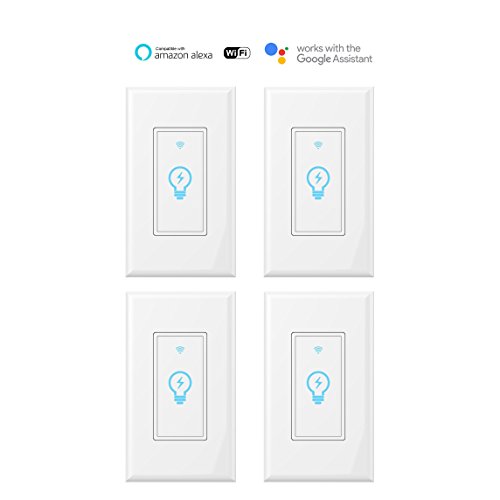Micmi Smart Switch, WiFi Light Switch in-Wall Compatible with Amazon Alexa Google Home, Timing Function, Suit for 1/2/3/4 Gang Switch Box, Neutral Wire Required (1 Gang Smart Touch Switch 4pack)