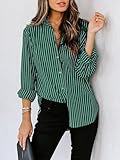 Zeagoo Womens Button Down Shirts Striped Classic Long Sleeve Collared Office Work Blouses Tops