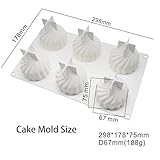 SOGIBUR Spiral Shape Mousse Mold,Onion Baking Mold for Fondant Cake Decoration Chocolate French Dessert Truffle Pudding Jelly Cheesecake Candles Soaps (6-Cavity)