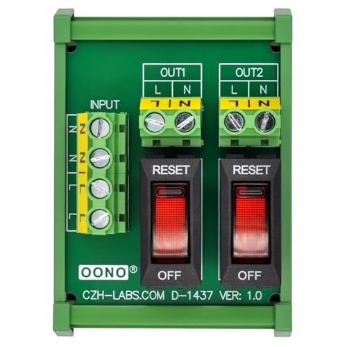 Rocker Switch Thermal Circuit Breaker Overload Protector 2 Channel Power Distribution Module DIN Rail Mount