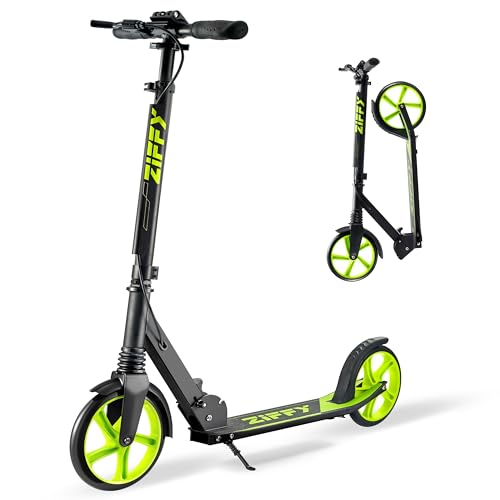 ZIFFY Scooter for Kids with Hand Brake, Foldable Kick Scooter for Ages 6-12, Lightweight Scooter for Boys with 4 Adjustable Heights, ABEC9 Bearings, Supports Up to 260 lbs