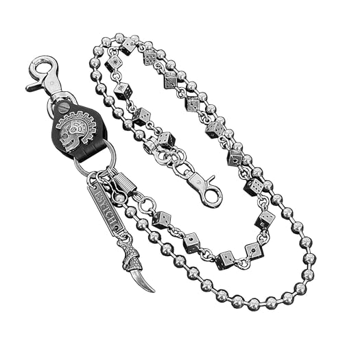 Men Bicycle Strong Heavy Punk Rocker Biker Jeans Pants Chain Studs Keel Key Chain Mens Wallet Chain (Black)