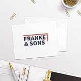 Personalized Logo Cards / 100 Custom Design Business Thank You Trademark Note Cards With White Envelopes / 4 1/4" x 5 1/2" Bulk DIY Full Color Monogram Business Greeting Cards / Made In The USA