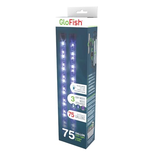 GloFish 10-Inch LED Light Sticks for Fish Aquariums Up to 75 Gallons, 2 Count, with White, Blue and Magenta LED Lights