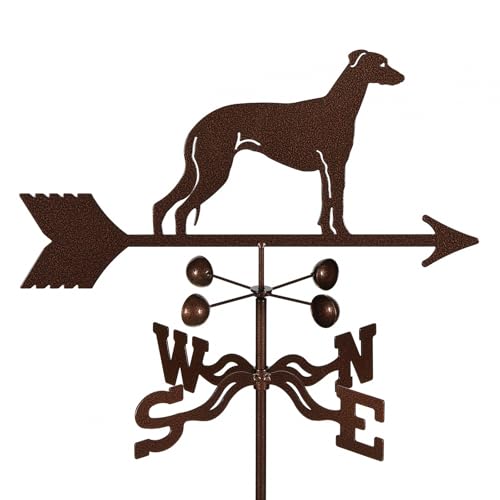 EZ Vane Greyhound Dog Weathervane — Roof Mount, Wind Cups, Antique Copper Finish, Steel with Durable Triple Powder Coating, Handcrafted in USA