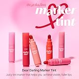 ETUDE Dear Darling Marker Tint #3 Apple Candy | Hydrating & Long Lasting Lip Stain | High Pigmented Lip Maker with Easy Drawing Tip | Korean Daily Lip Tint, Korean Makeup, Kbeauty, Perfect for Gift