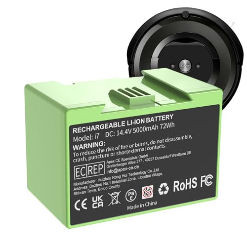 14.4V 5.0Ah for iRobot Roomba i7 Battery ABL-D1 Replacement for iRobot Roomba e and i Series i3 3150 i3+ 3550 i4 4150 i4+ 4550 i8 i8+ i7 i7+ e5 e6 J7 J7+ J6+ J6 Plus J5 J5+ Series Li-ion Battery