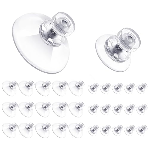 Teenyyou 30 Packs Adhesive Suction Cups Bulk with Screws Nut 25mm/40mm Clear PVC Sucker Pads Suction Hook Holder for Window Wall Car Glass Shade Bathroom Wall Door Decor