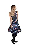 Womens Summer Sun Dress Maze Cartoon Black Fun V-Neck Skater Dress - L