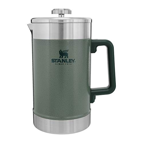 Stanley Classic Stay-Hot French Press Coffee Maker 48 oz | 5 Minute Brew, 4 Hours Hot | Mesh Filter for Coffee Grounds | Insulated Stainless Steel French Press | BPA-Free | Hammertone Green