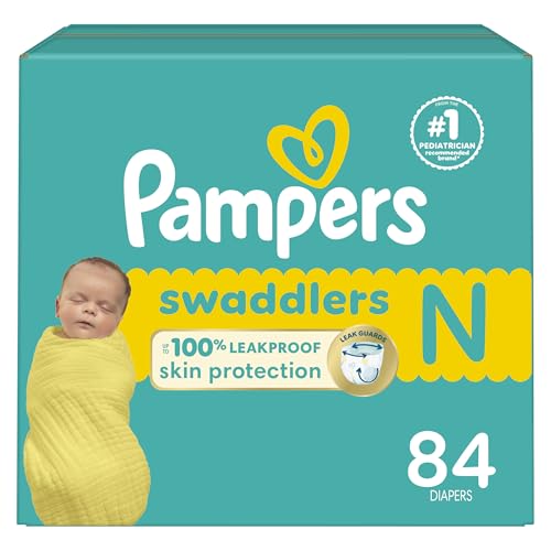 Pampers Baby Diapers - Swaddlers - Size 0, 84 Count, Ultra Absorbent Disposable Newborn Diaper