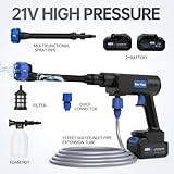 Cordless Pressure Washer,1200PSI Portable Pressure Washer with 2 Rechargeable 20000mAH Battery Power Washer,6 Modes Ajustable Light Duty Tools 6-in-1 Nozzle for Car/Fence/Garden/Floor/Yards