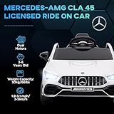 Qaba Mercedes-Benz AMG CLA 45 Licensed 12V Kids Electric Car, Battery Powered Ride on Car with Remote Control, Transport Wheels, Spring Suspension, LED Lights, Music Horn, White