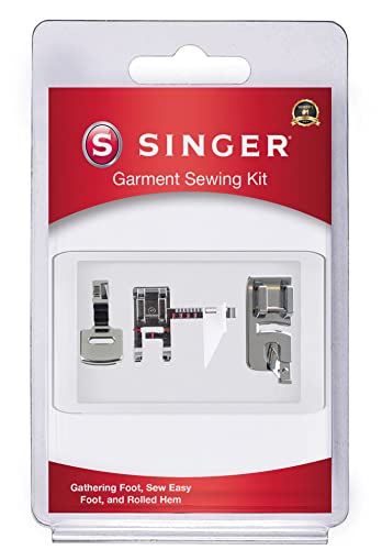 SINGER Garment Presser Feet Kit | Ideal for Garment Sewing, Alterations, and Repairs | Includes Gathering, Rolled Hem & Sew Easy Feet