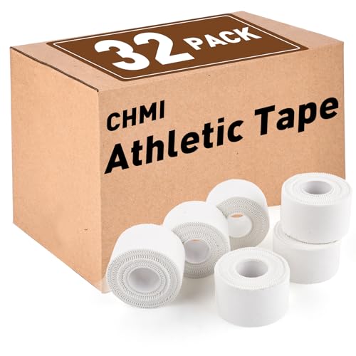 CHMI Athletic Tape,White Sports Tape (32 Pack), 320 Yards Rolls Very Strong Easy Tear NO Sticky Residue Best Tape for Gymnastics Climbing Bat Injuries Medical (1.5 Inch X 320 Yards).