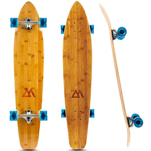 Magneto 44-inch Kicktail Cruiser Longboard Skateboard - Bamboo & Hard Maple Deck for Commuting, Cruising, Carving, Downhill Riding - Suitable for Adults, Teens & Kids (Blue)