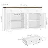 FOTOSOK Sideboard Buffet Cabinet with Storage, 55" Large Kitchen Storage Cabinet with 2 Drawers and 4 Doors, Wood Coffee Bar Cabinet Buffet Table Console Cabinet for Kitchen Dining Room, White