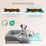 EHEYCIGA Memory Foam Dog Bed for Large Sized Dog, Orthopedic Dog Sofa Bed with Sides and Waterproof Liner, Washable Bolster Pet Bed Couch with Removable Cover, 36x27x7 Inch, Grey