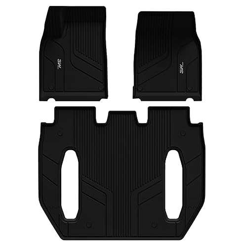3W Floor Mats Fit for Tesla Model X 6 Seat 2021-2025 All Weather TPE Custom Fit Floor Liners for 1-3 Rows Full Set Car Mats Black