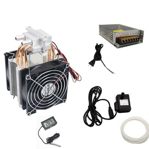 TEC1-12706 DIY Peltier Cooler Kit - 60W 12V Semiconductor Refrigeration Cooler with Dual Cooling Fan + Submersible Pump & Tube + 12V 10A Switch Power Supply Driver + Thermometer with Probe