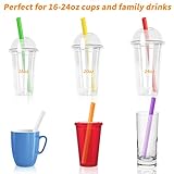 RENYIH 300 Pcs Multi Colors Jumbo Smoothie Boba Straws,Plastic Milkshake Disposable Wide-mouthed Large Individually Wrapped Straws(0.43" Wide X 9.45" Long)