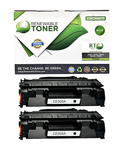 Renewable Toner 05A MICR Toner Compatible Replacement for HP CE505A CE505D Laserjet P2035 P2035N P2055DN 2055DN 2035N P2030 P2050 P2055D P2055X | Check Printer Ink Cartridge (Pack of 2)