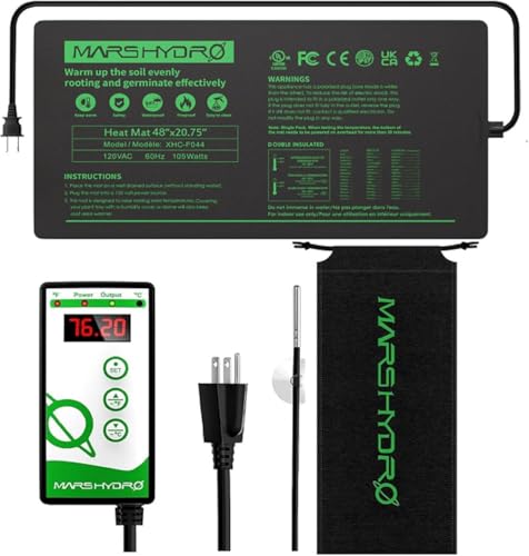MARS HYDRO 48''x20.75'' Seedling Heat Mat with Thermostat Combo Set，Heating Pad for for Germination, Indoor Gardening, Greenhouse