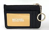 Michael Kors Jet Set Travel Small Top Zip Coin Pouch with ID Holder in Saffiano Leather (Black with Gold Hardware)