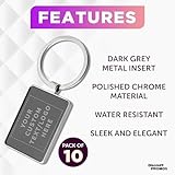 DISCOUNT PROMOS Custom Two Tone Rectangular Metal Keychains Set of 10 - Laser Engraved Text, Logo - Key Ring - Black