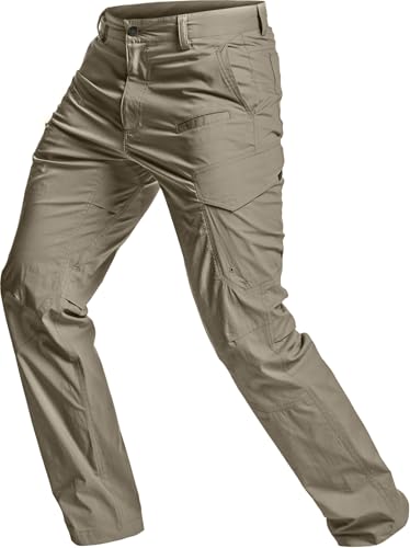 CQR Men's Quick Dry Tactical Pants, Water Resistant Outdoor Pants, Lightweight Stretch Cargo Work Hiking Pants, Runyon Cargo Pants Sandstorm, 32W x 30L