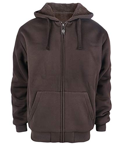 Gary Com Sherpa Lined Fleece Hoodies for Men Heavyweight Full Zip Up Long Sleeve Solid Winter Warm Sweatshirts Zipper Jackets Coffee Brown XXL