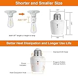 SURAIELEC Remote Control Light Socket, Wall Mount Switch, E26 E27 Lamp Socket, No Wiring, 100FT Range, Wireless Light Switch for Lamps, Pull Chain Light Fixture (1 Remote+2 Sockets, Shorter Version)