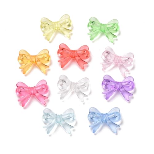 Ornazy 900 pcs Random Clear Acrylic Bow Beads Transparent Colorful Bowknot Loose Spacer Beads for DIY Bracelet Necklace Earring Jewelry Making
