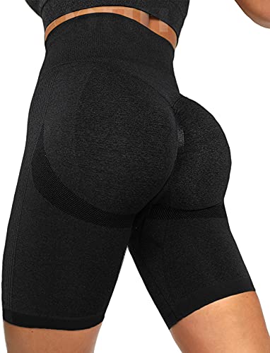 FITTOO Scrunch Seamless Booty Shorts for Women Butt Lifting Workout Biker Yoga Short Leggings High Waist Gym Bottom Smiling Peach Black L