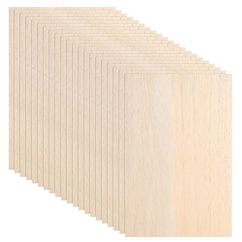 20 Pack Balsa Wood Sheets, 8”x12”x1/16”, Thin Natural Unfinished Wood for Crafts, Hobby, Model Making, Wood Burning and Laser Projects, School Projects, Craft Project（200x300x1.5MM）