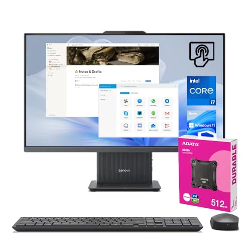 Lenovo IdeaCentre 27" AIO Desktop, FHD 100Hz Touchscreen, Intel Core i7-13620H, 64GB DDR5 RAM, 2TB SSD, Wireless Charging Pad, Wireless KB & M, Wi-Fi 6, Win11 Home, Bundle with ADATA 512 External SSD