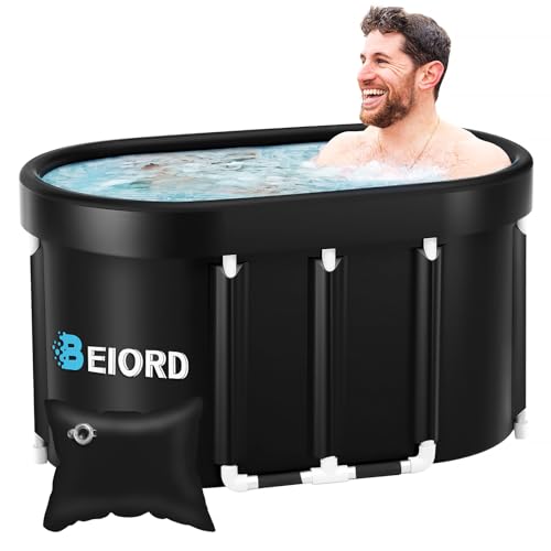 Oval Ice Bath Tub - 129 Gal Portable Cold Plunge Tub, Foldable & Multi-Layered Design with Storage Bag, Indoor,Outdoor Use