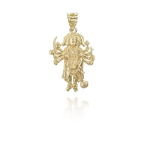 Durga Hindu Goddess of Motherhood Pendant 10K Yellow Gold