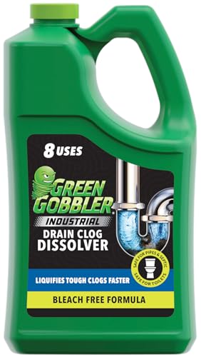 Green Gobbler Industrial Strength Grease and Hair Drain Clog Remover | Drain Cleaner Gel | Safe for Pipes, Toilets, Sinks, Tubs, Drains & Septic Systems | 1 Gallon