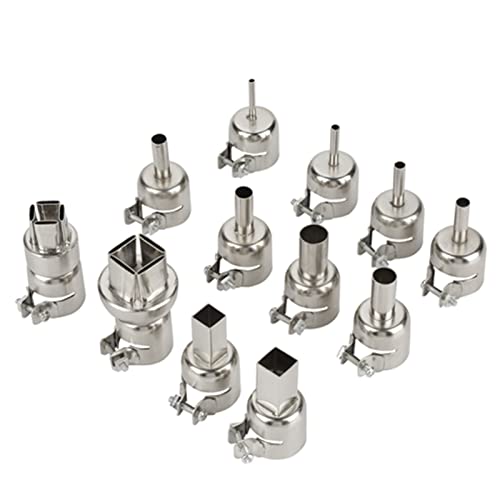 AUNMAS 12Pcs Heat Nozzles Kit, Hot Air Nozzles Hot Air Rework Station Nozzles for 850 Hot Air Soldering Station Repair Tool Accessory