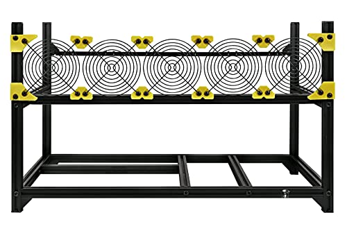 Veddha V3C 6-GPU Mining Case Aluminum Stackable Mining Rig Open Air Frame Case with Fan Mount - Ethereum(ETH,ETC)/ZCash(ZEC)/Monero(XMR)/Bitcoin(BTC)/Siacoin(SC)