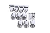 Amarine Made Stainless Steel 6pcs Bimini Top Caps Tube Canopy Hardware Eye End Top Fittings and 4pcs Bimini Top Jaw Slides and 2pcs Bimini Top Deck Hinges Fit 1 inch