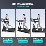 Mobvoi Home Treadmill SE/Plus 3 in 1 Folding Treadmill Walking Pad 2.5 HP Compact Running Walking Machine for Home Office 265 LBS 7.6 MPH (Mobvoi Treadmill with Desk 6% Incline)